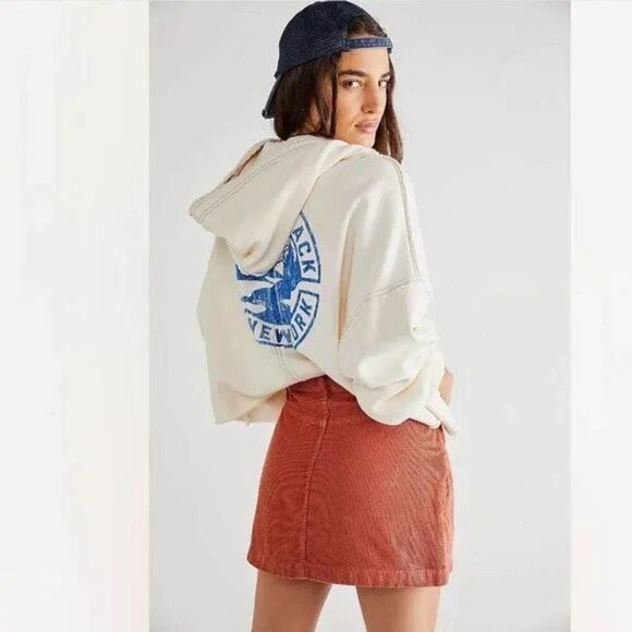 NWT Free People Ray Cord Corduroy Button Down Cotton Mini Skirt Size 12 Myrrh - Picture 9 of 9